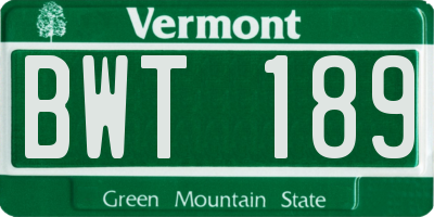 VT license plate BWT189
