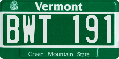 VT license plate BWT191