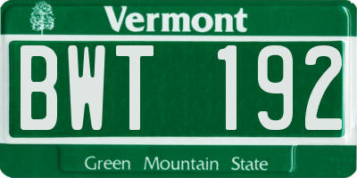 VT license plate BWT192