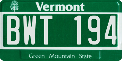 VT license plate BWT194