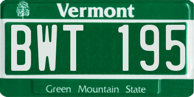 VT license plate BWT195