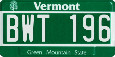 VT license plate BWT196