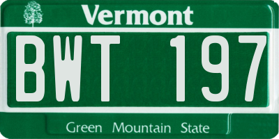VT license plate BWT197