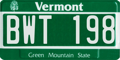 VT license plate BWT198