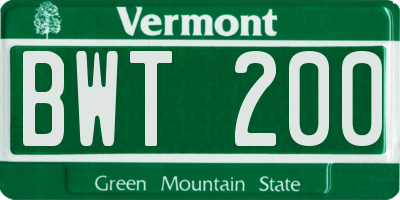 VT license plate BWT200