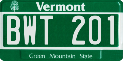 VT license plate BWT201