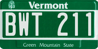 VT license plate BWT211