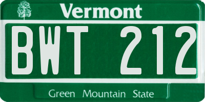 VT license plate BWT212