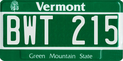 VT license plate BWT215