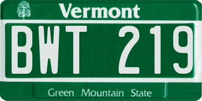 VT license plate BWT219