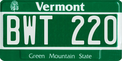 VT license plate BWT220