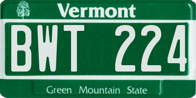 VT license plate BWT224