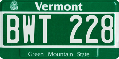 VT license plate BWT228