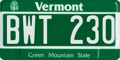 VT license plate BWT230