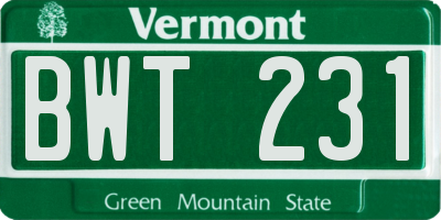 VT license plate BWT231