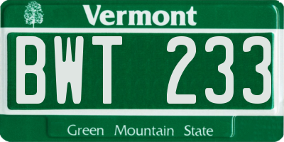 VT license plate BWT233