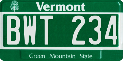 VT license plate BWT234