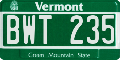 VT license plate BWT235