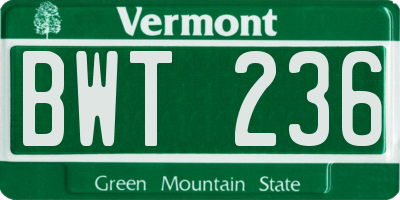 VT license plate BWT236