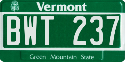 VT license plate BWT237