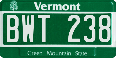 VT license plate BWT238