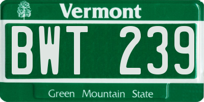VT license plate BWT239
