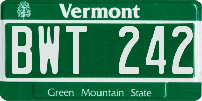 VT license plate BWT242