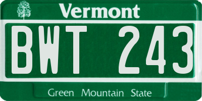 VT license plate BWT243