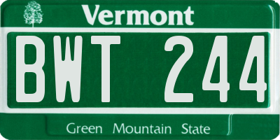 VT license plate BWT244