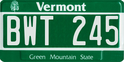 VT license plate BWT245