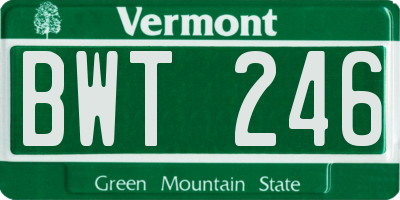 VT license plate BWT246