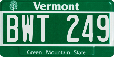 VT license plate BWT249