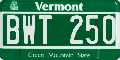 VT license plate BWT250