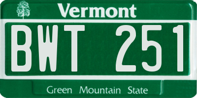 VT license plate BWT251