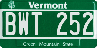VT license plate BWT252