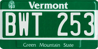 VT license plate BWT253