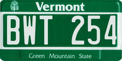 VT license plate BWT254