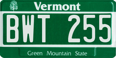 VT license plate BWT255