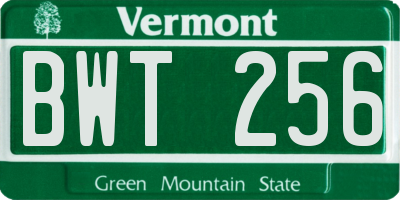 VT license plate BWT256