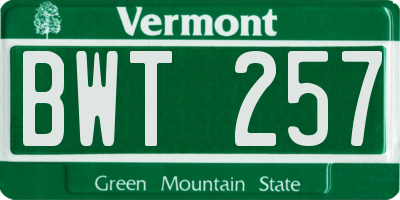 VT license plate BWT257