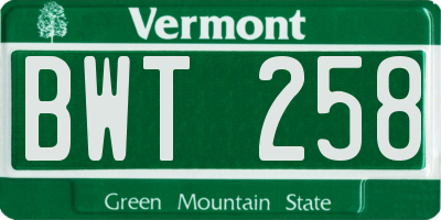 VT license plate BWT258