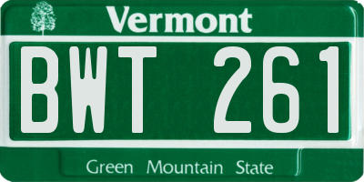 VT license plate BWT261