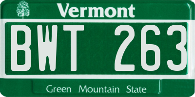 VT license plate BWT263