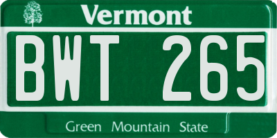 VT license plate BWT265