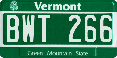 VT license plate BWT266