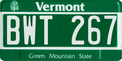 VT license plate BWT267