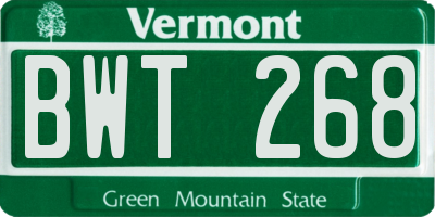 VT license plate BWT268