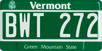 VT license plate BWT272