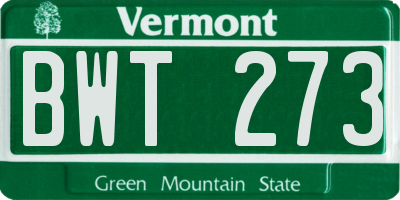 VT license plate BWT273