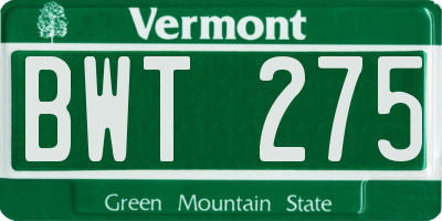 VT license plate BWT275